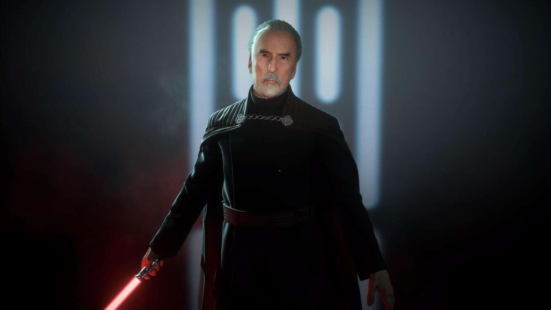 Count Dooku wielding a lightsaber in an intense battle scene Wallpaper