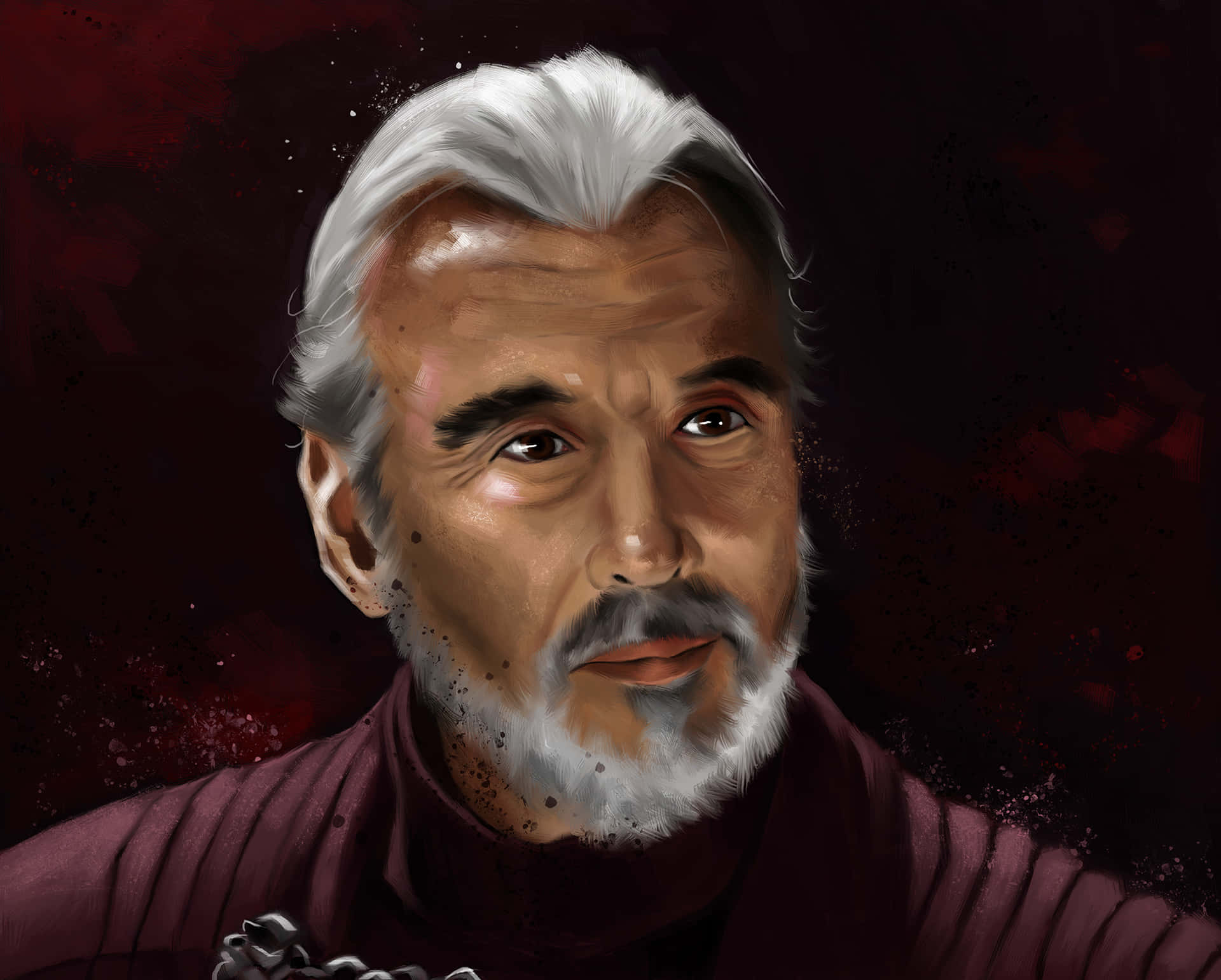 Count Dooku in a powerful stance amidst a darkened setting Wallpaper