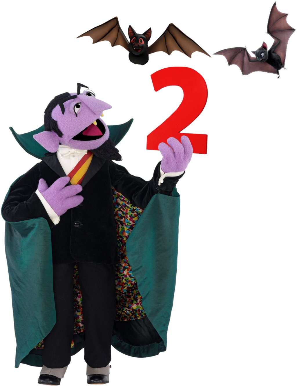 Count Von Count With Number Twoand Bats PNG
