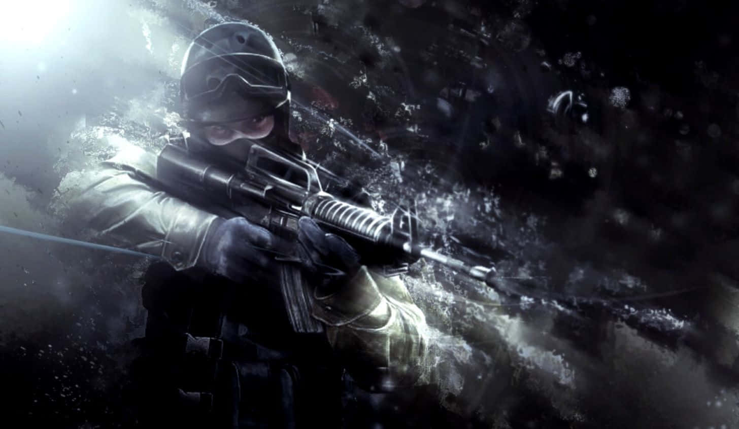 A Soldier With A Gun In The Dark Wallpaper