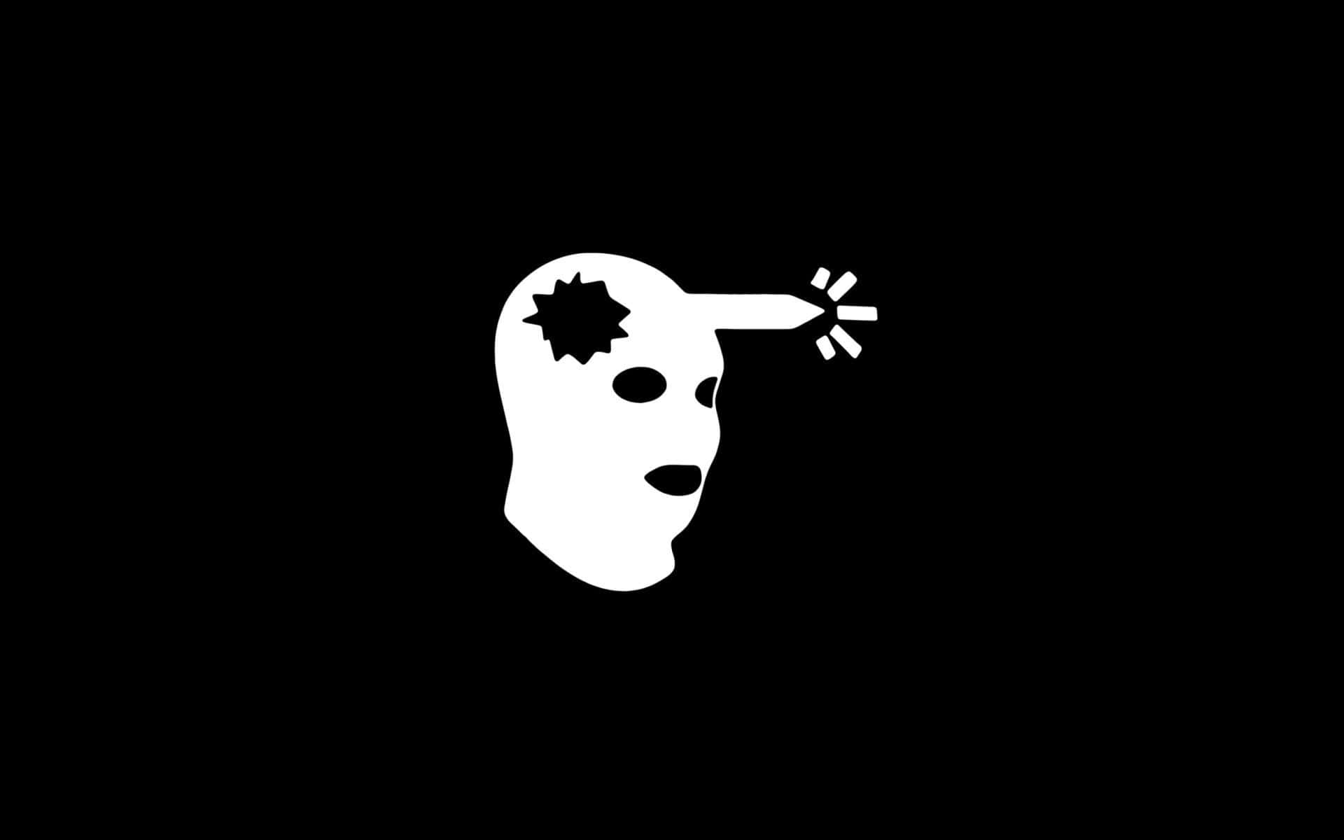 En hvid maske med en sort baggrund og farverige accenter Wallpaper
