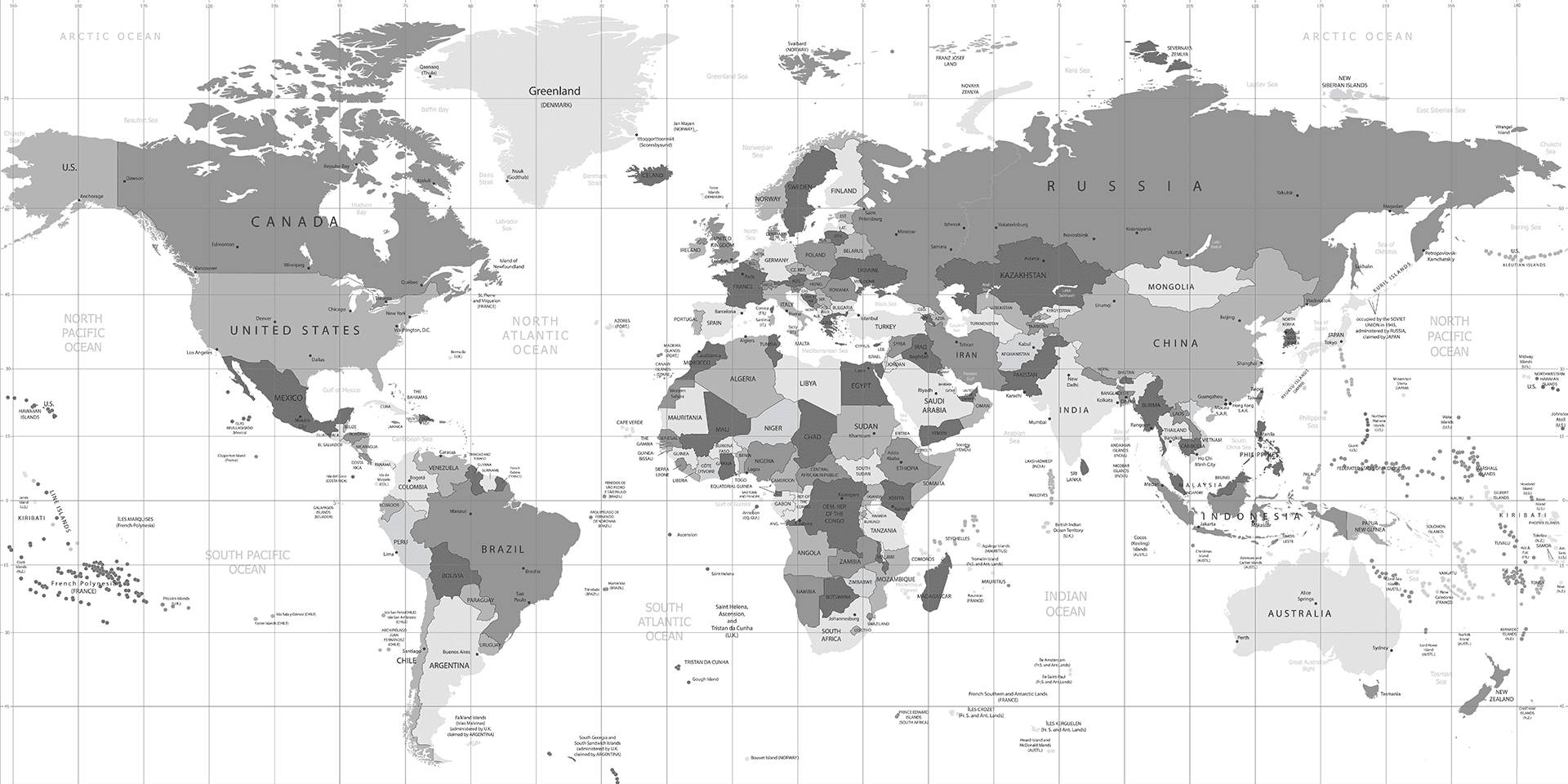 Countries Map Greyscale