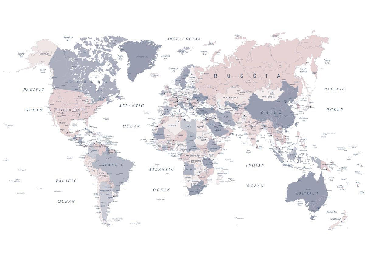 Countries Map Pastel