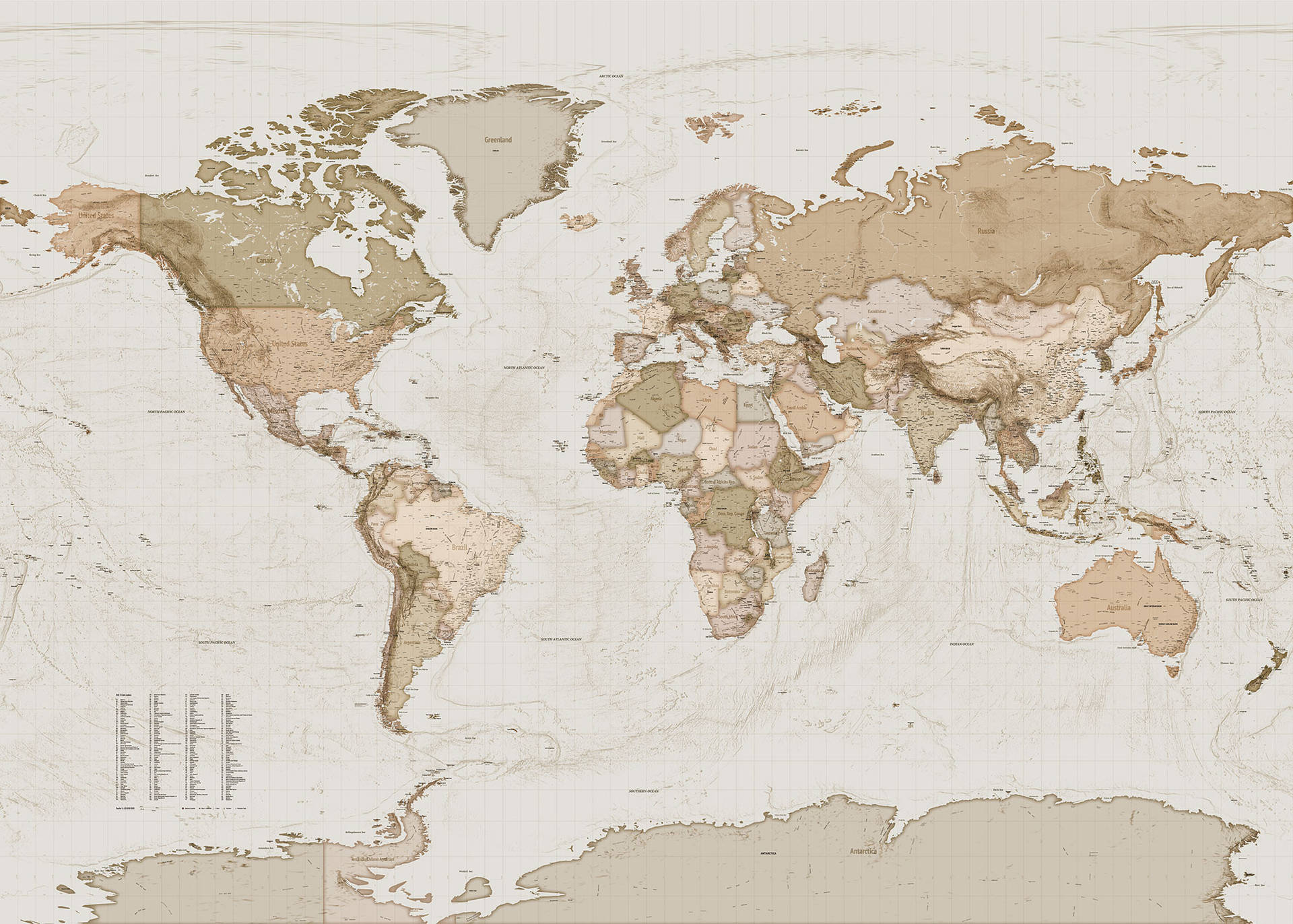 Countries Map Sepia
