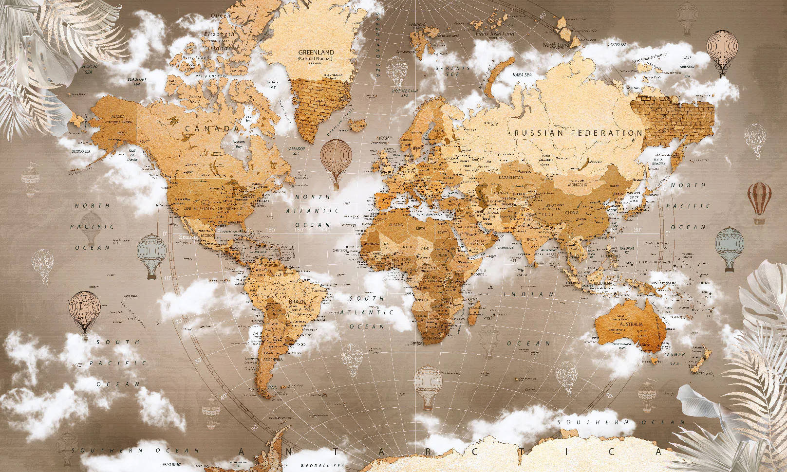 Countries Map Sky Theme