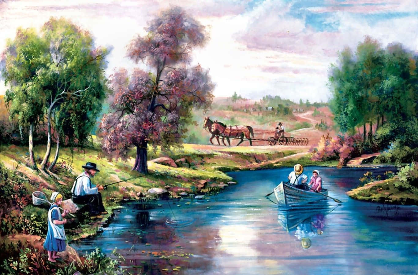 A Painting Of A River