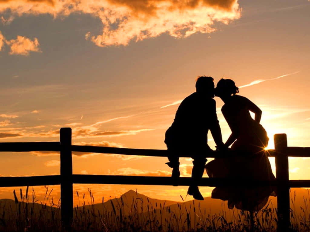 Kissing Country Couple Silhouette Picture