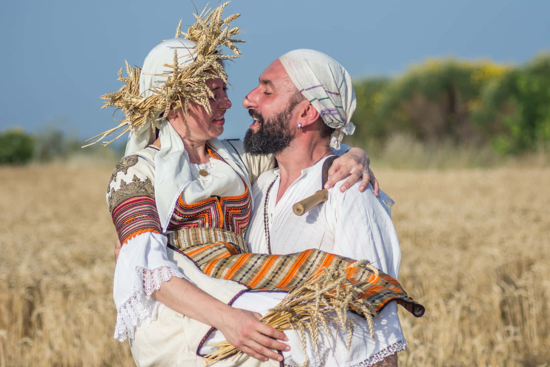 Country Couple Wheat Field Picture