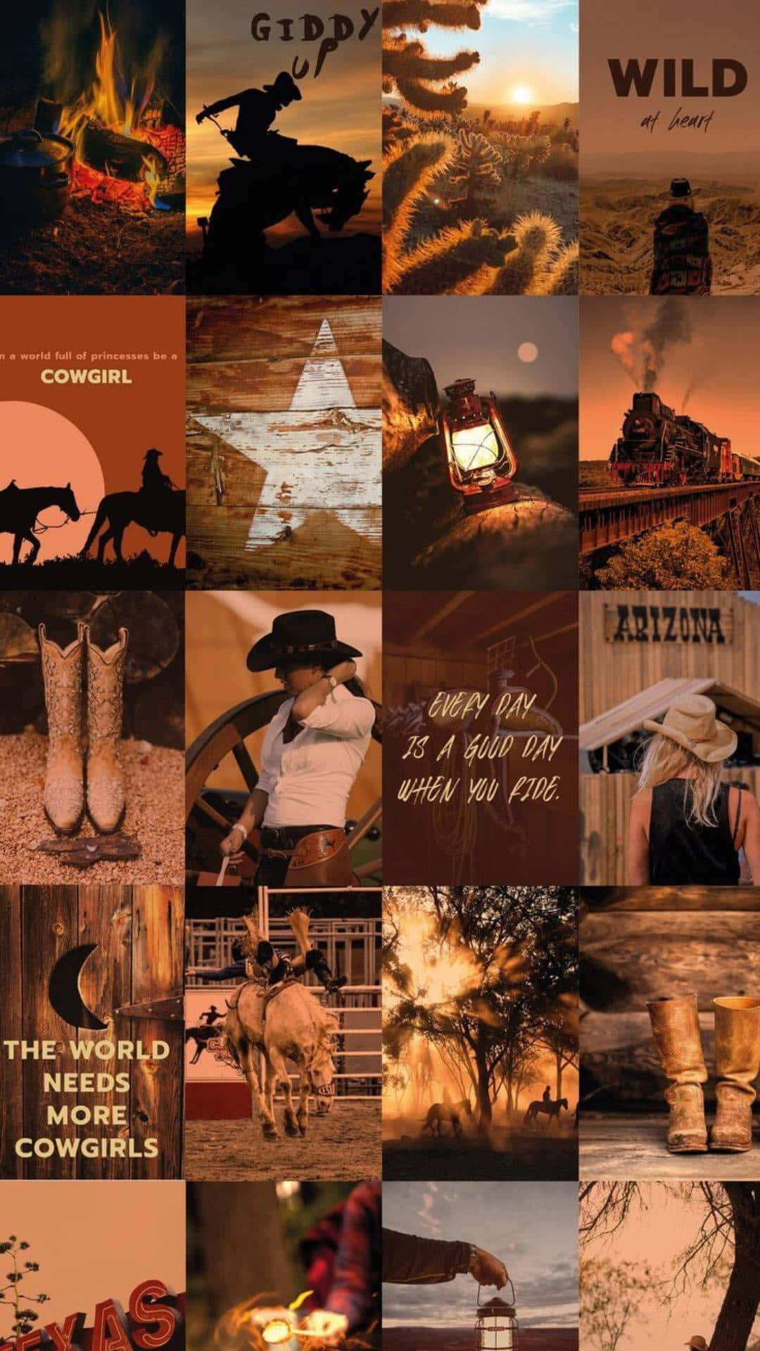 Country Cowgirl Aesthetic Collage Wallpaper