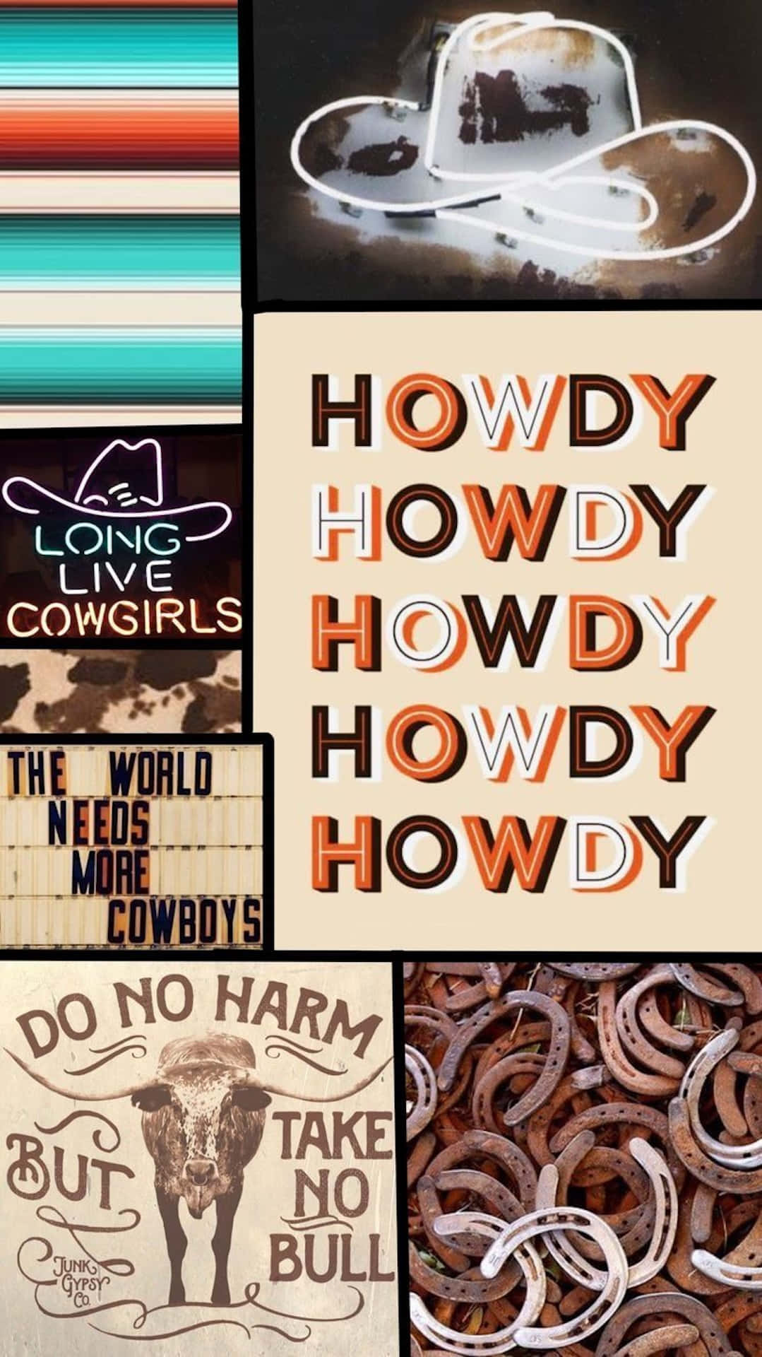 Country Cowgirl Aesthetic Collage Wallpaper