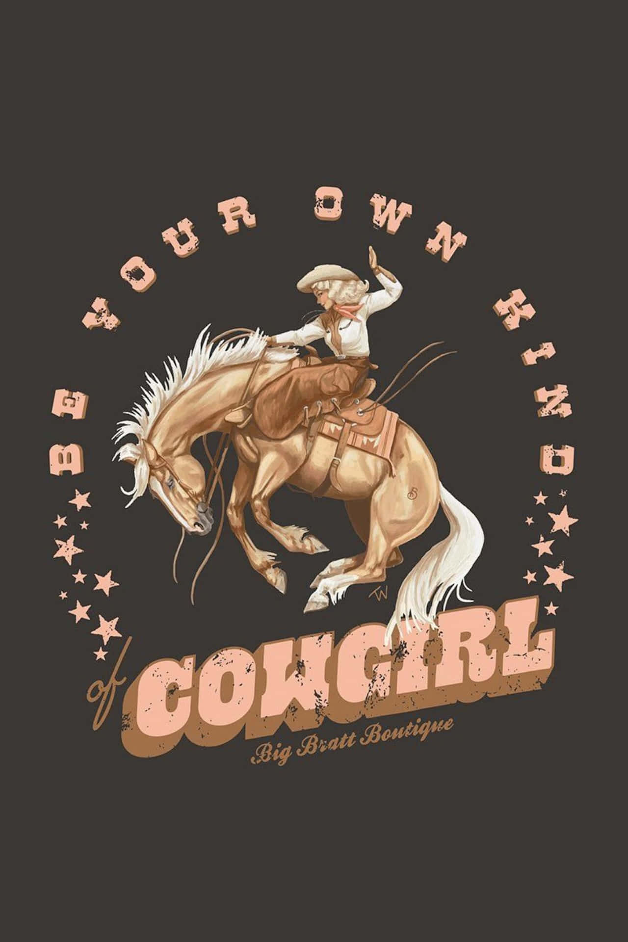 Country Cowgirl Riding Horse Graphic Wallpaper