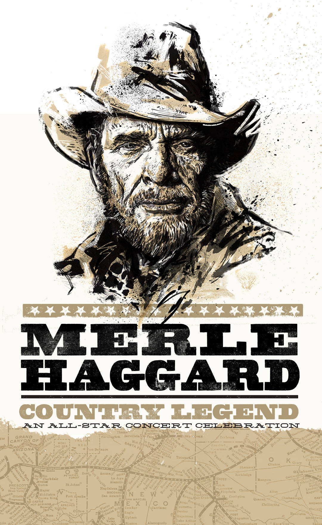 Iconic image of Merle Haggard performing live on stage Wallpaper