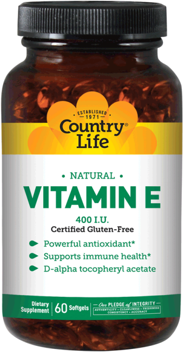 Country Life Vitamin E Supplement Bottle PNG