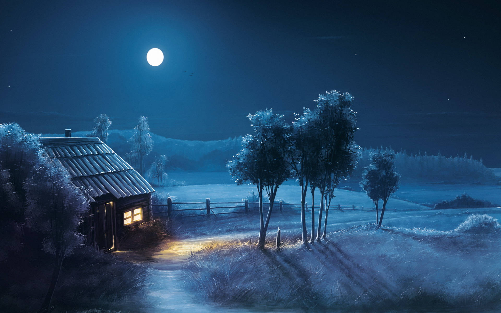 Country Moon Night Sky Wallpaper