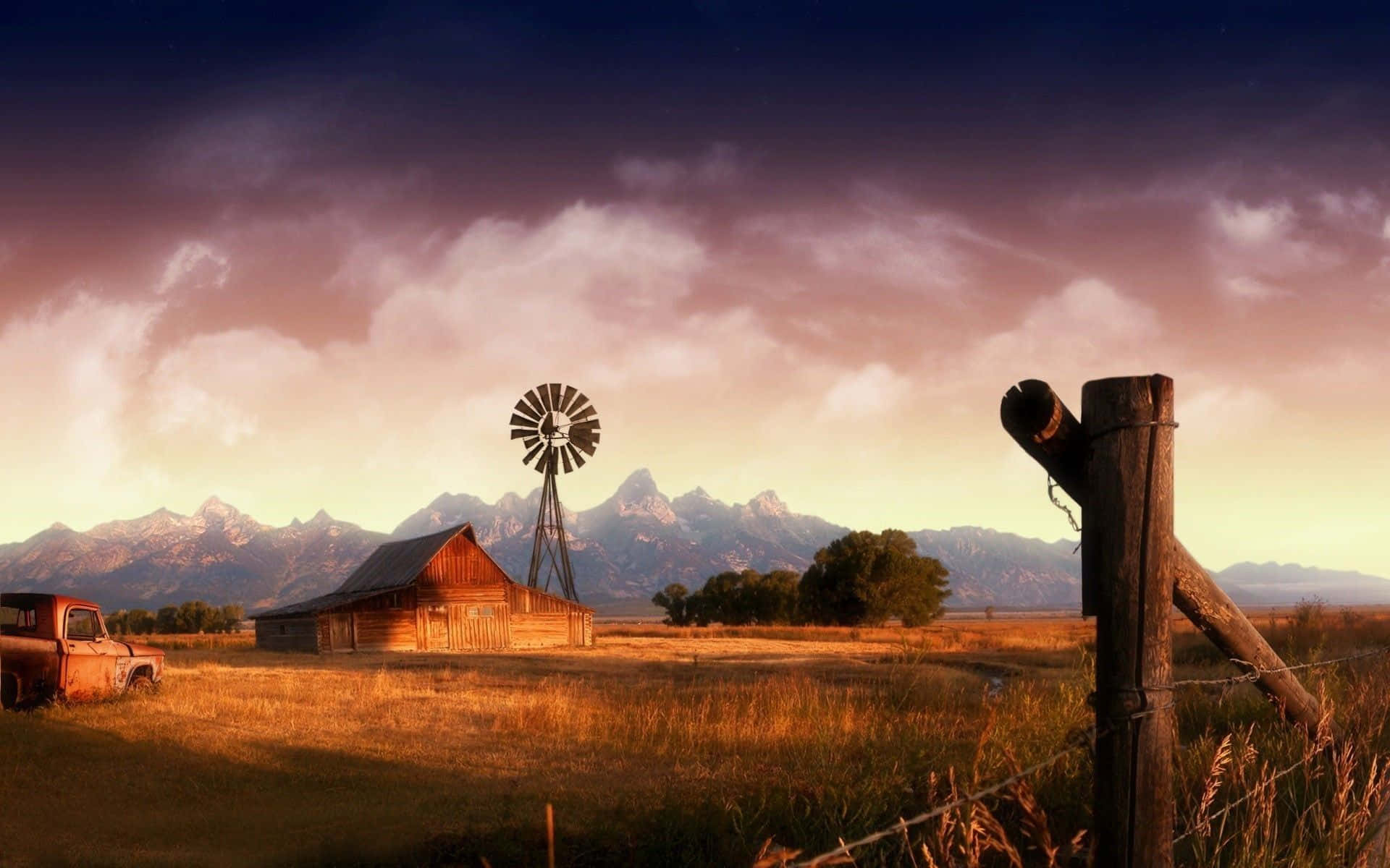 Aesthetic Ranch Mountain Country Scenes Wallpaper