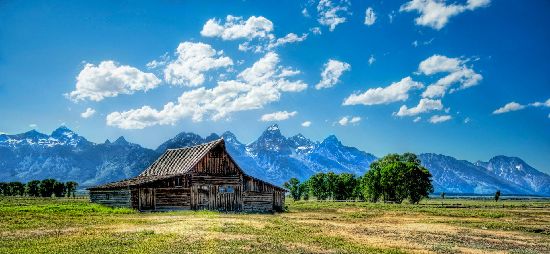 Country Summer Wood Cabin Mountains Wallpaper