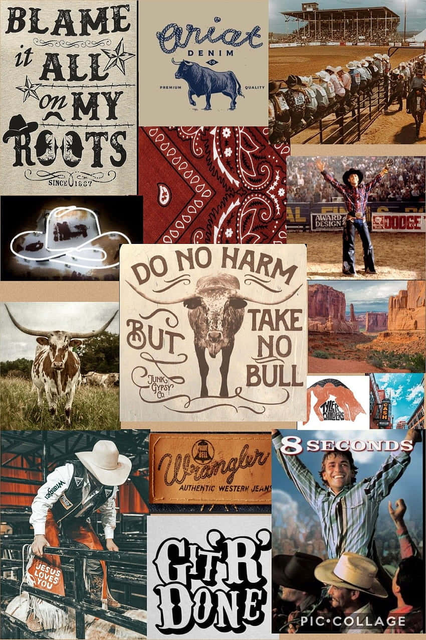 Country Western Collage Aesthetic Wallpaper