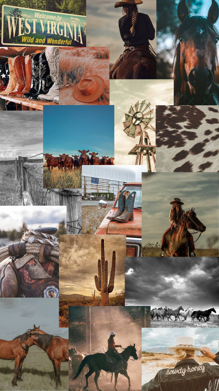 Country Western Collage Many Things Wallpaper