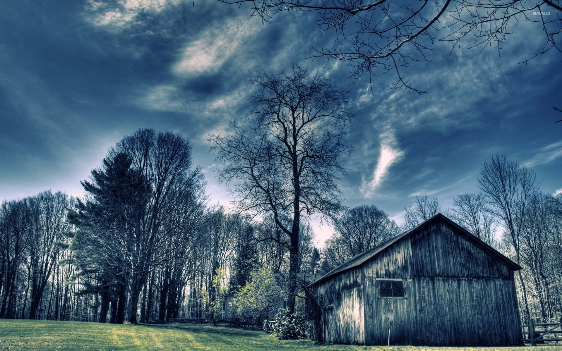 Countryside Old Barn In The Forest Wallpaper