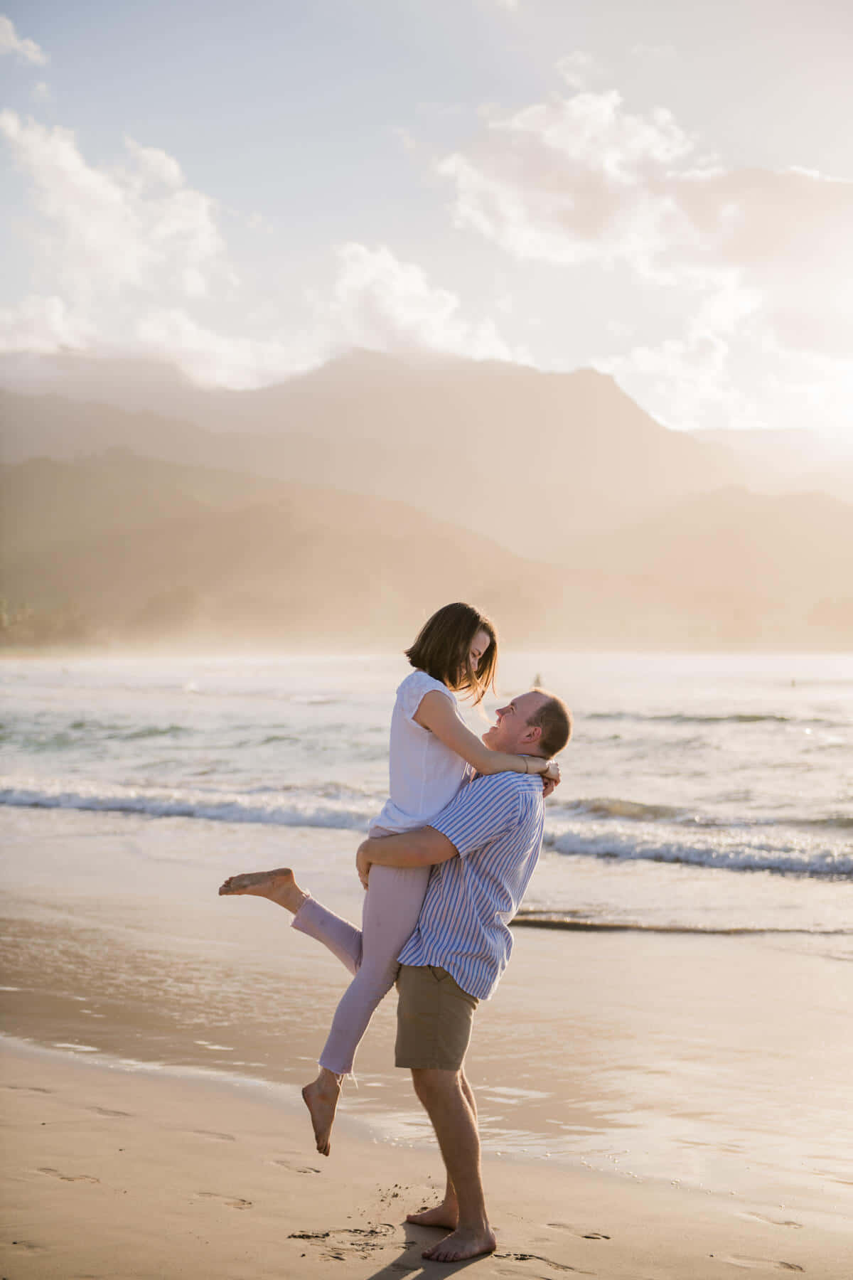 Couple At Beach In Kauai Wallpaper