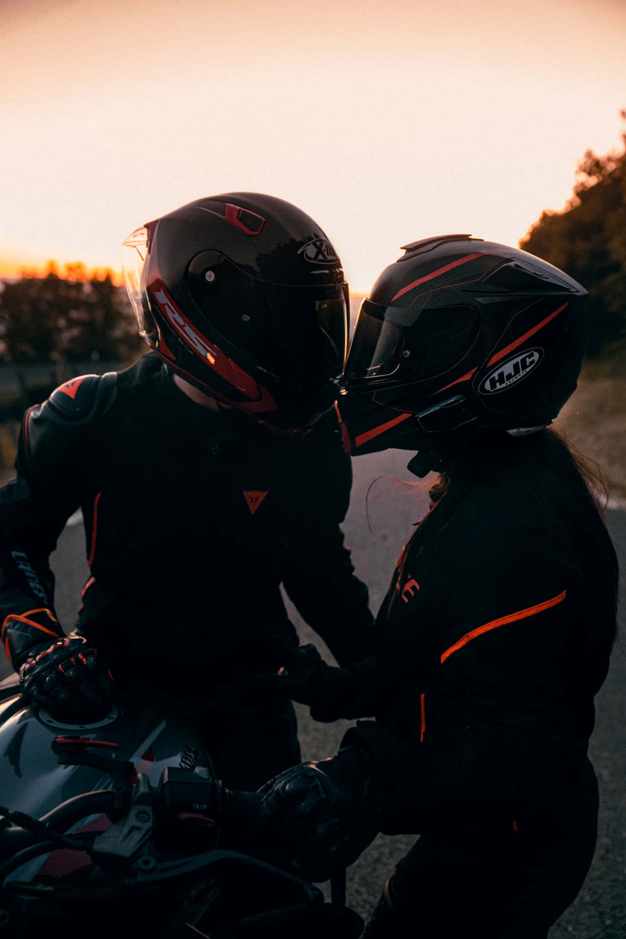 Couple Biker Helmet Pictures