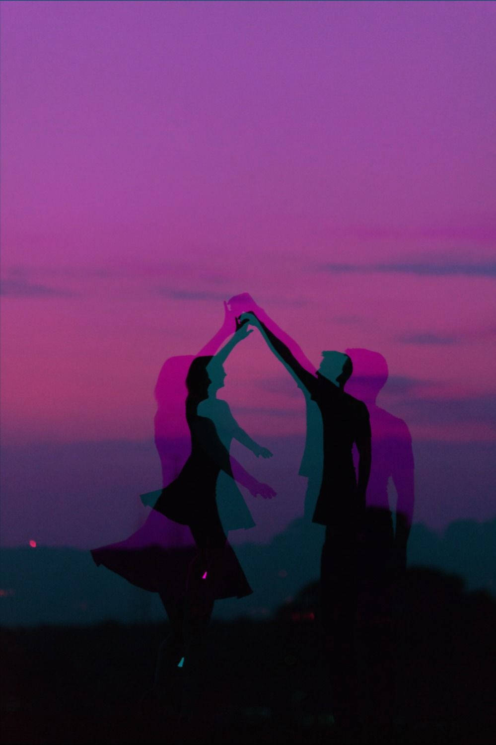 Couple Dancing Neon Purple Iphone Wallpaper
