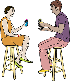 Couple Exchanging Gifts Illustration PNG