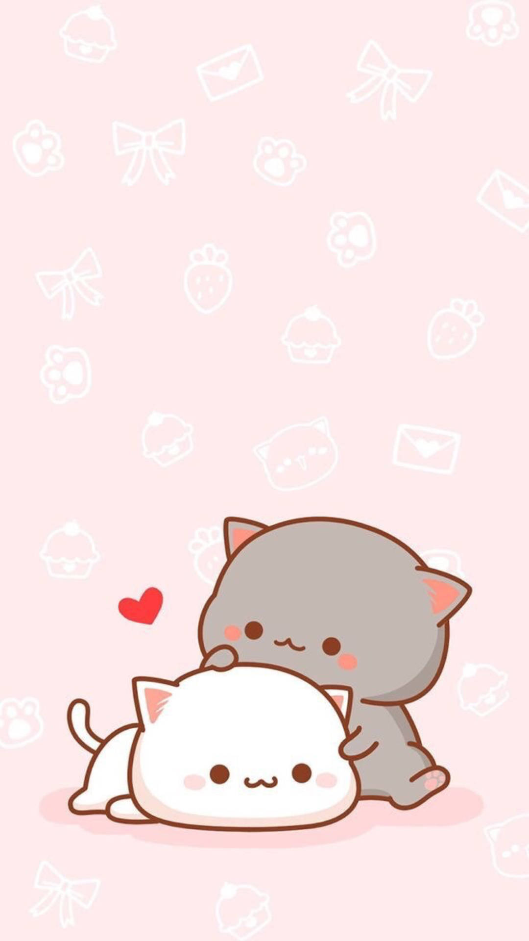 Couple Gray And White Cartoon Cats Wallpaper
