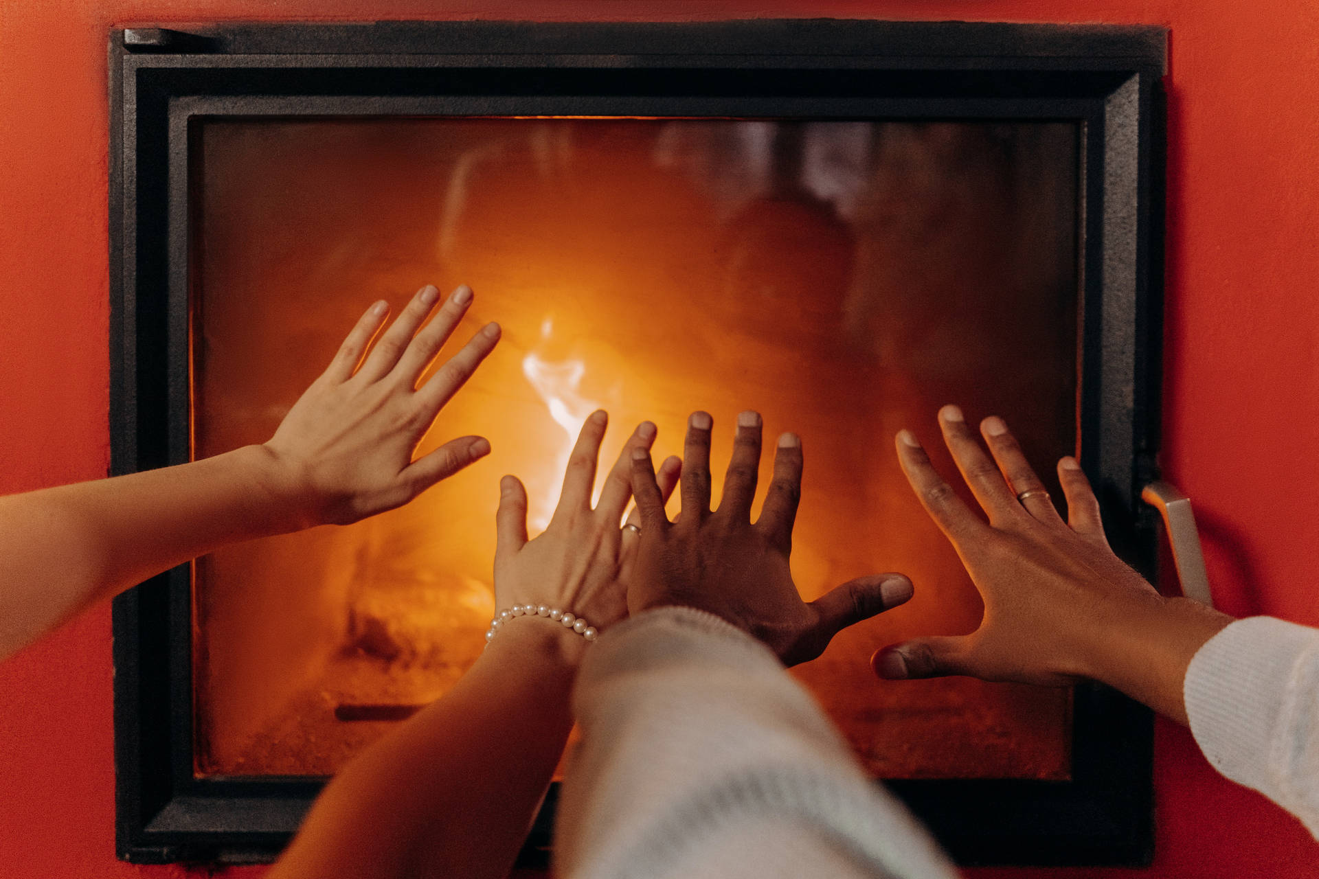 Couple Hands Fireplace