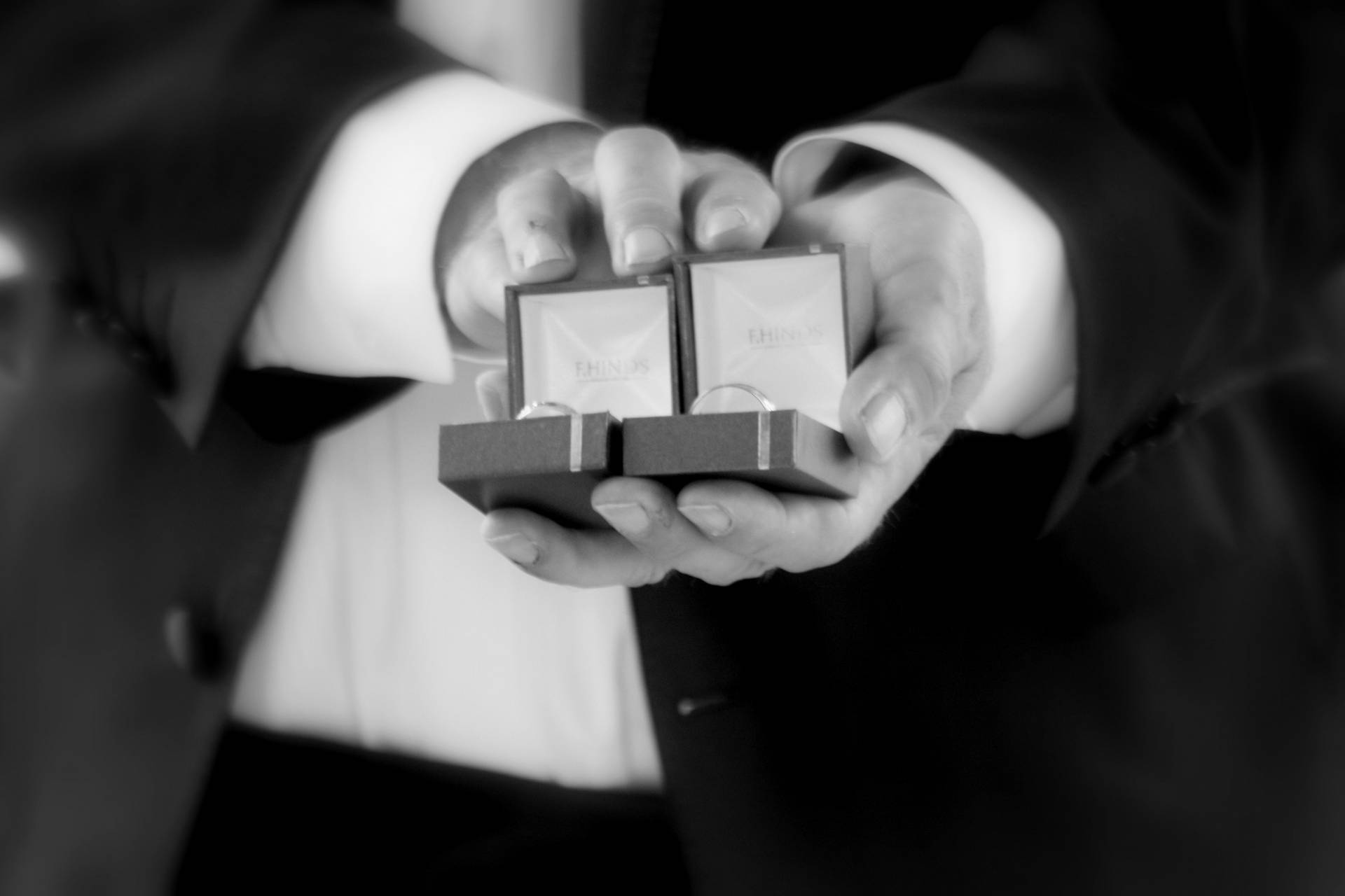 Couple Hands Wedding Ring Boxes
