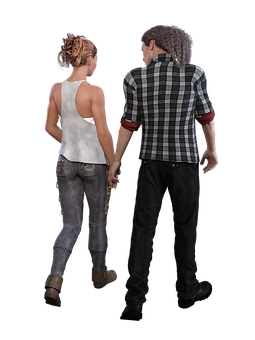 Couple Holding Hands Walking Away PNG