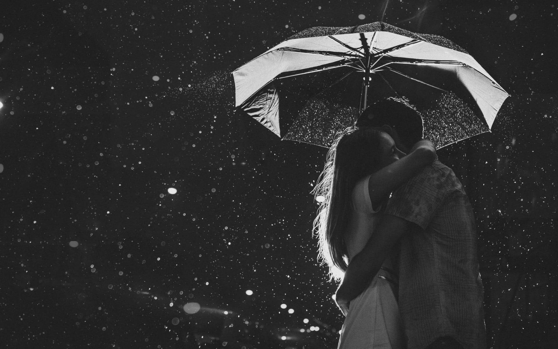 Couple Hugging Most Beautiful Rain