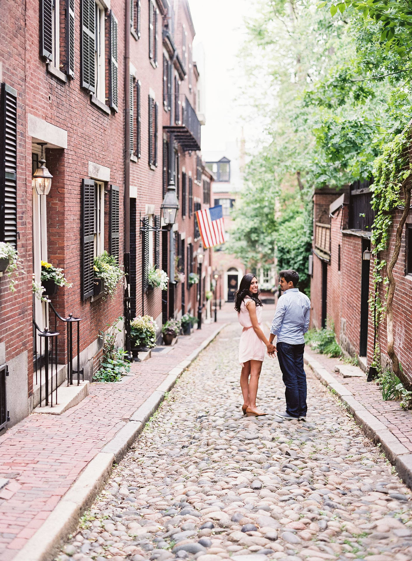 Couple In Boston Streets