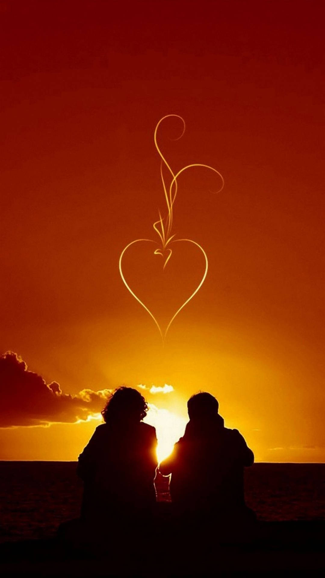 Couple In Love At The Beach During Sunset Wallpaper