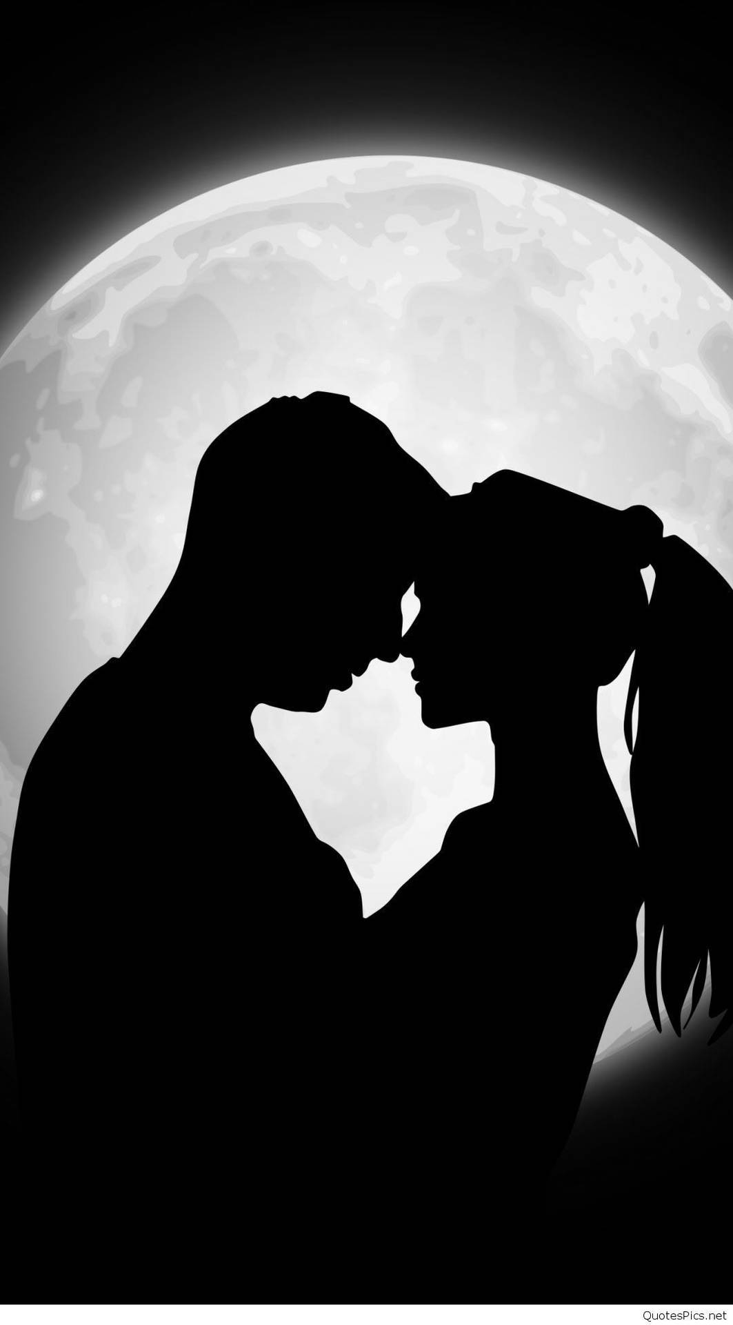 Couple In Moon Black Love Wallpaper