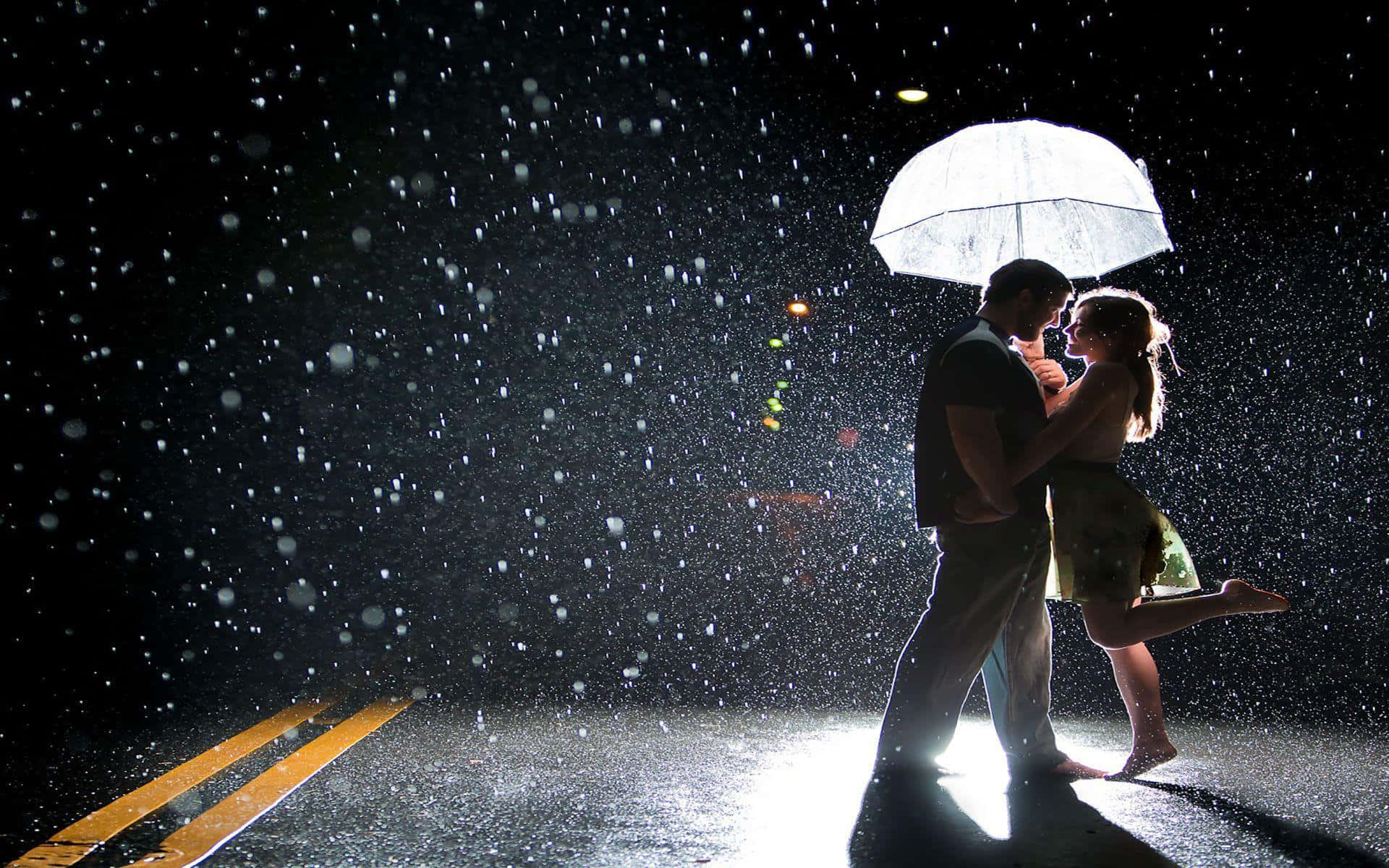 Couple In Rain On Dark Road Picture