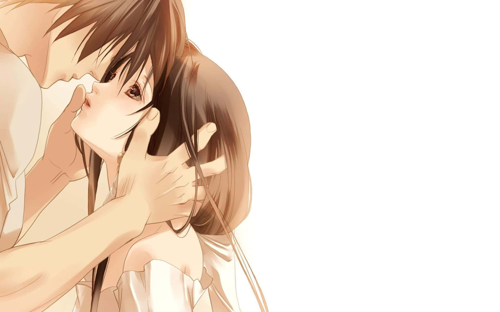 Couple Kissing Anime White Picture