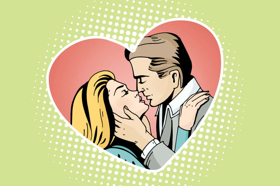 Animated Couple Kissing Heart Picture
