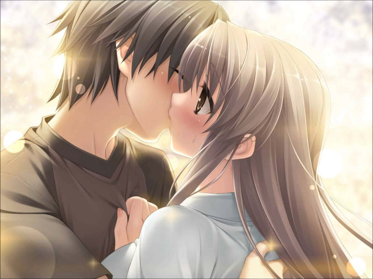 Magical And Romantic Anime Couple Kissing Picture