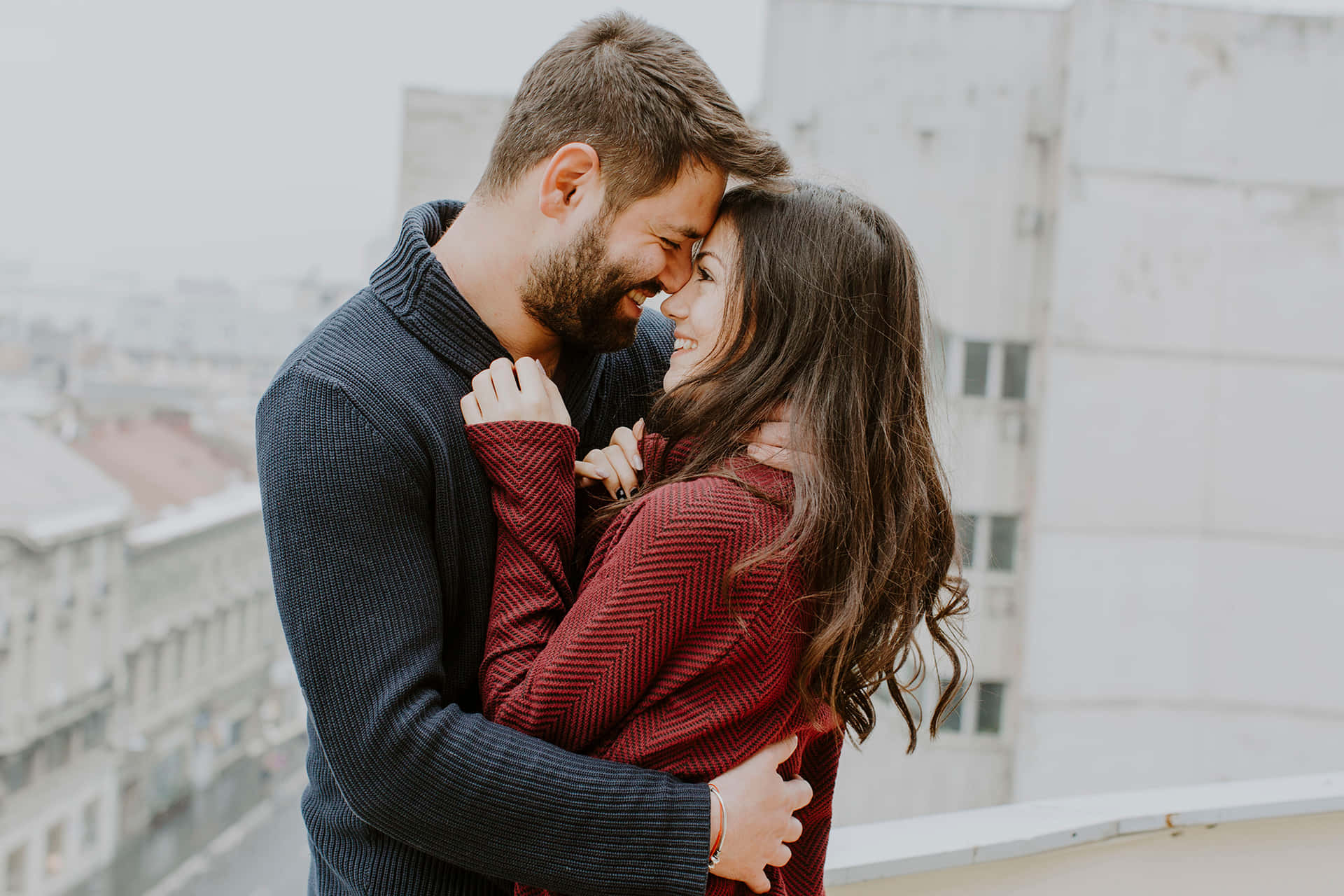 Couple Kissing And Smiling Picture