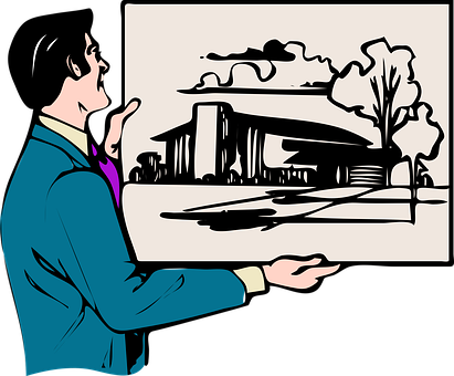 Couple Lookingat House Drawing PNG