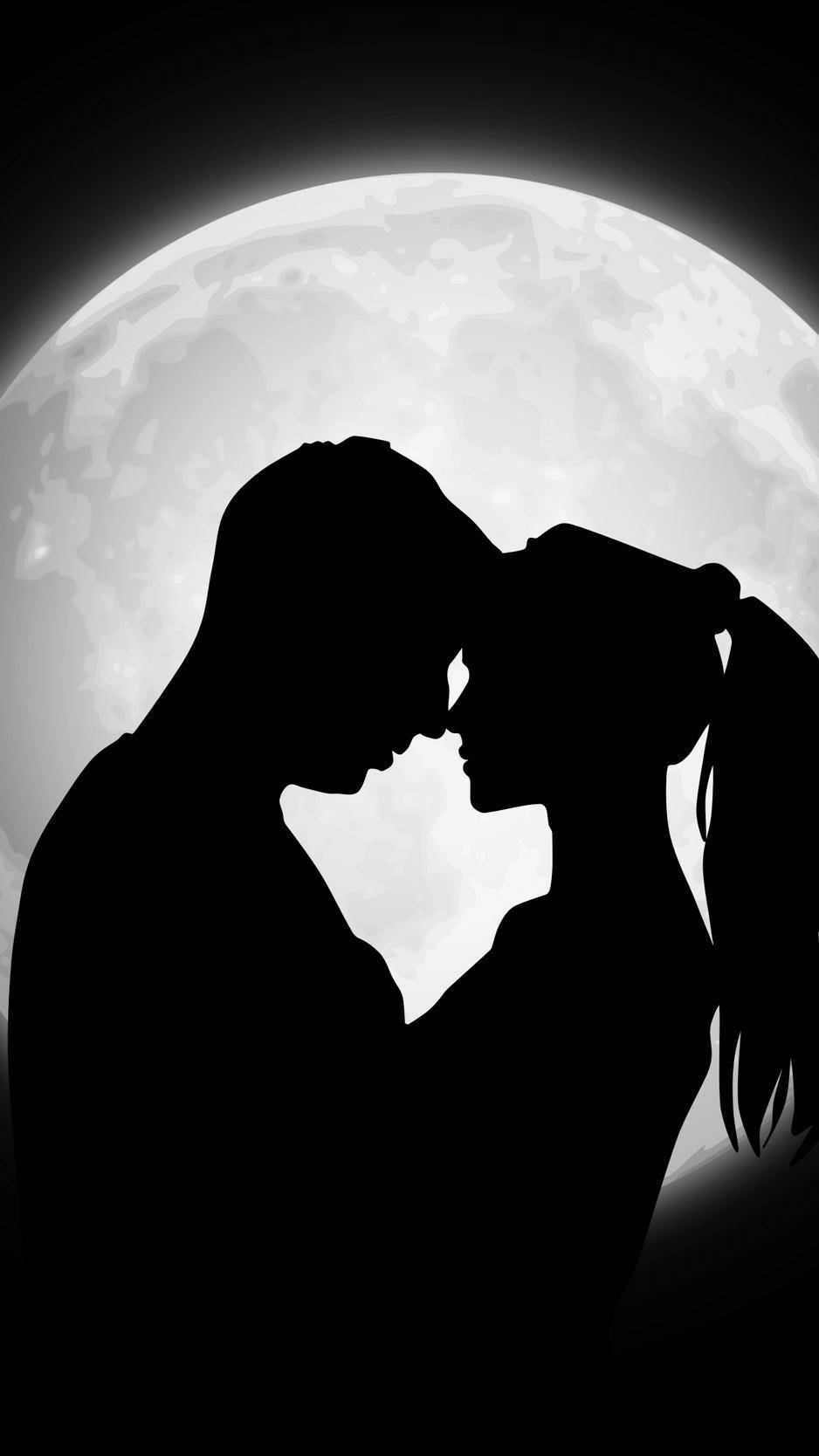 Download Couple Moon Silhouette Love Iphone Wallpaper | Wallpapers.com