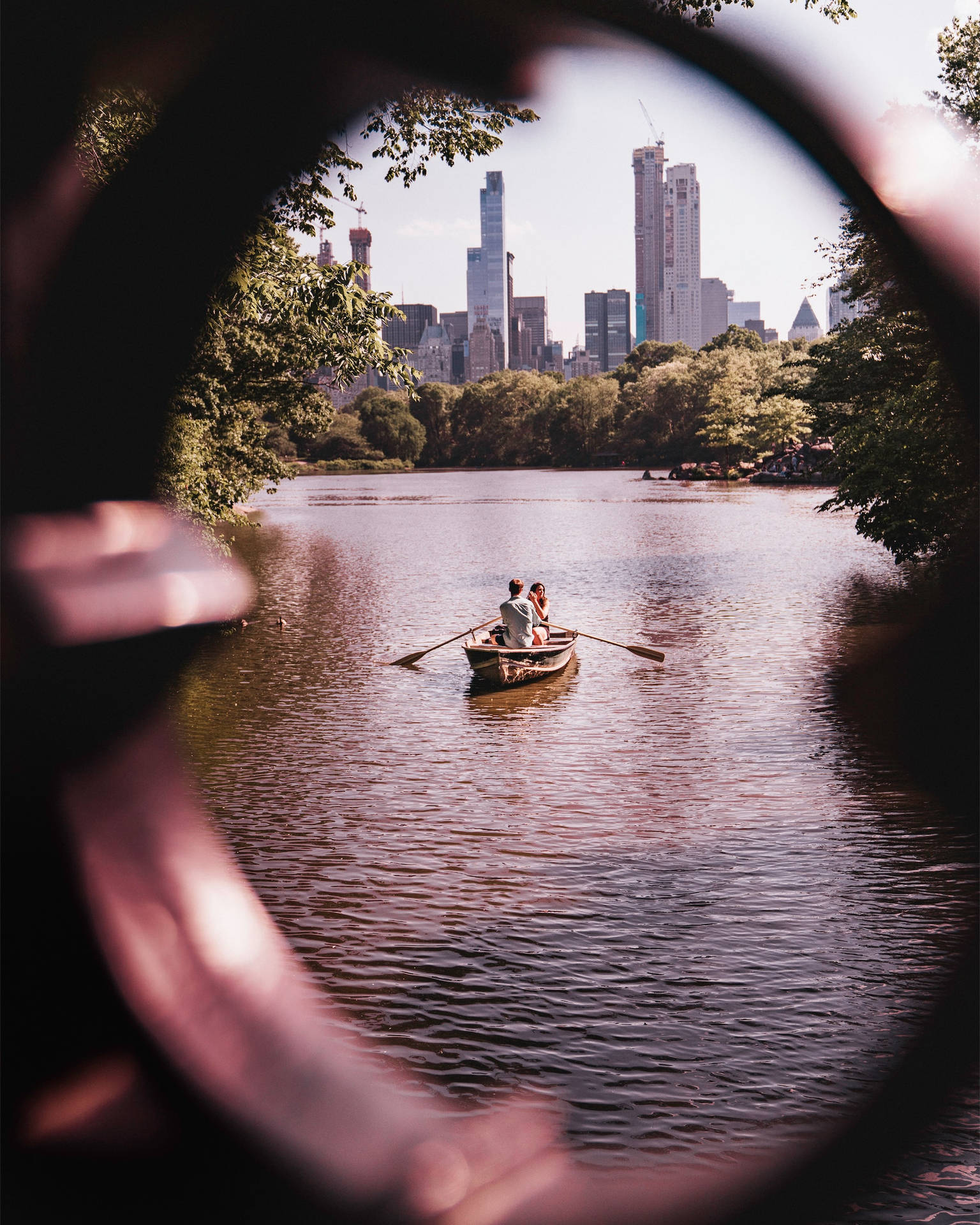 Couple On Boat In Central Park Wallpaper
