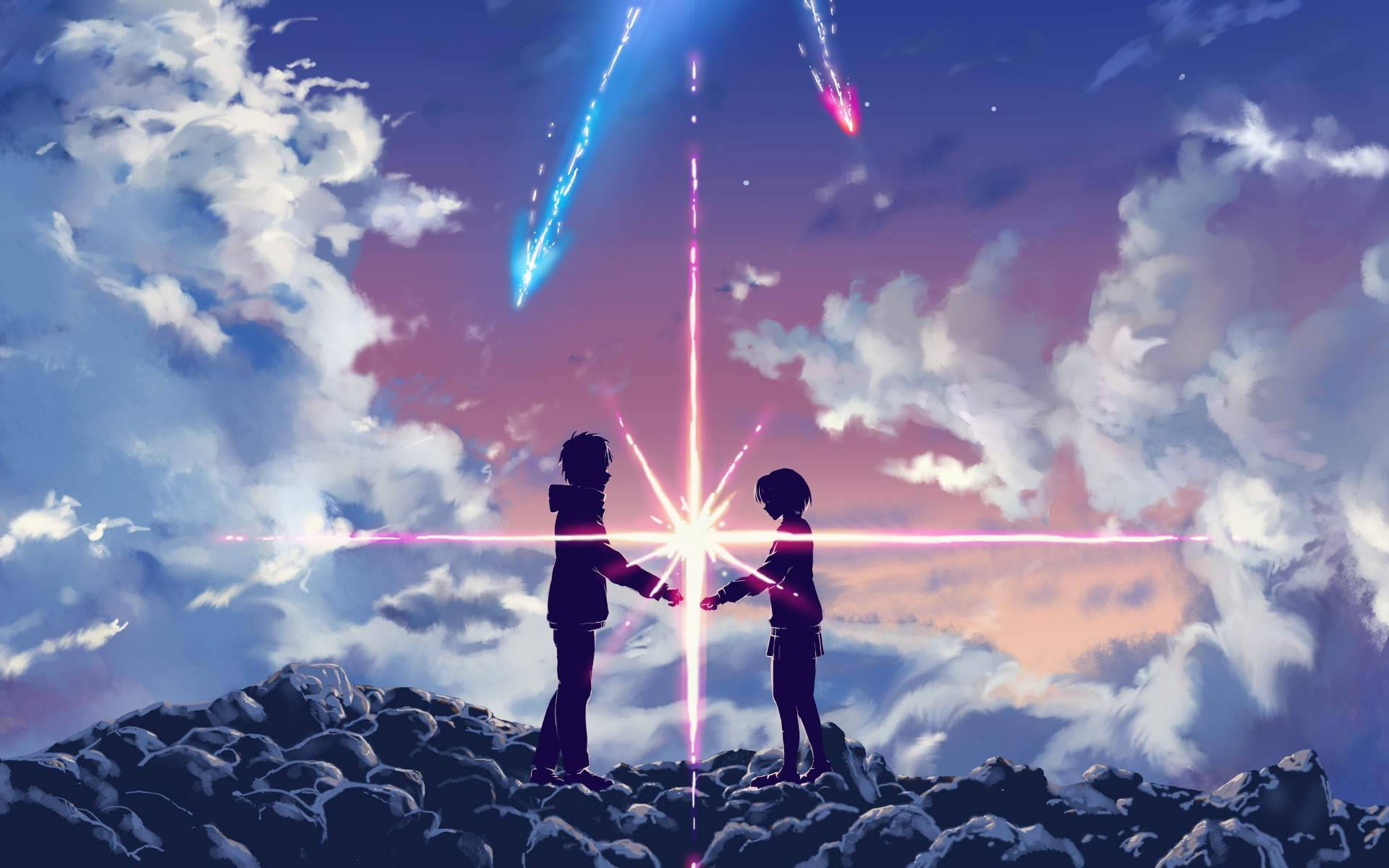 Et Par På Rocky Mountain Kærlighed Anime Eventyr Wallpaper