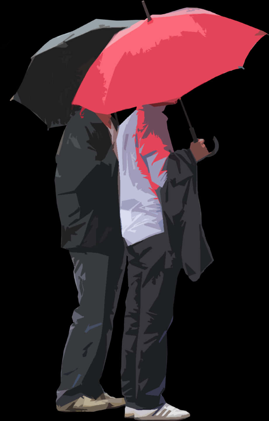 Couple Sharing Umbrella PNG