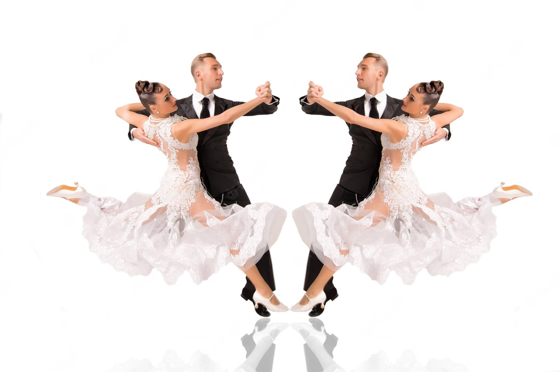 Ballrom dance couple in a dance pose isolated on white bachground Stock  Photo by ©stetsik 208614968