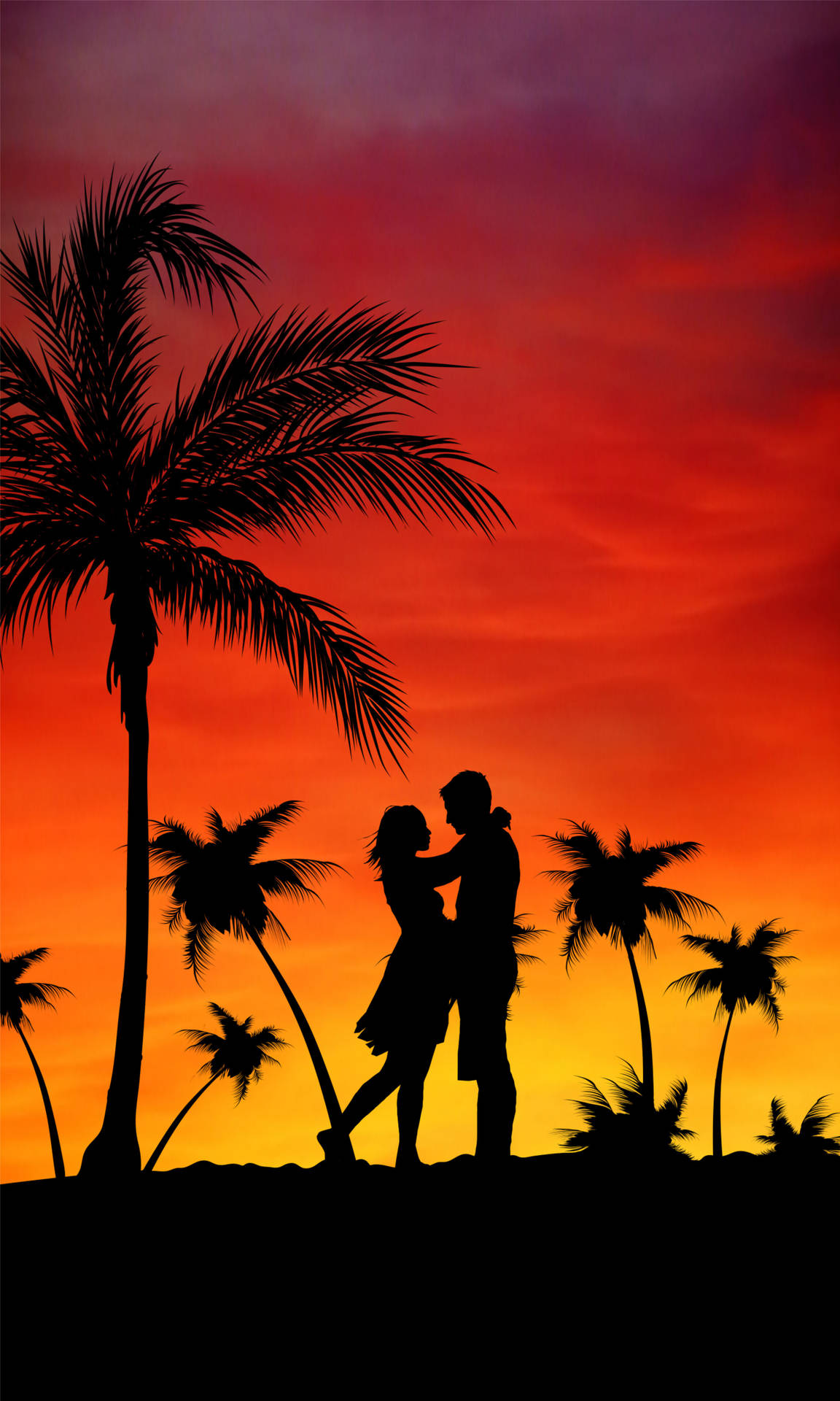 Couple Sunset Digital Art Wallpaper