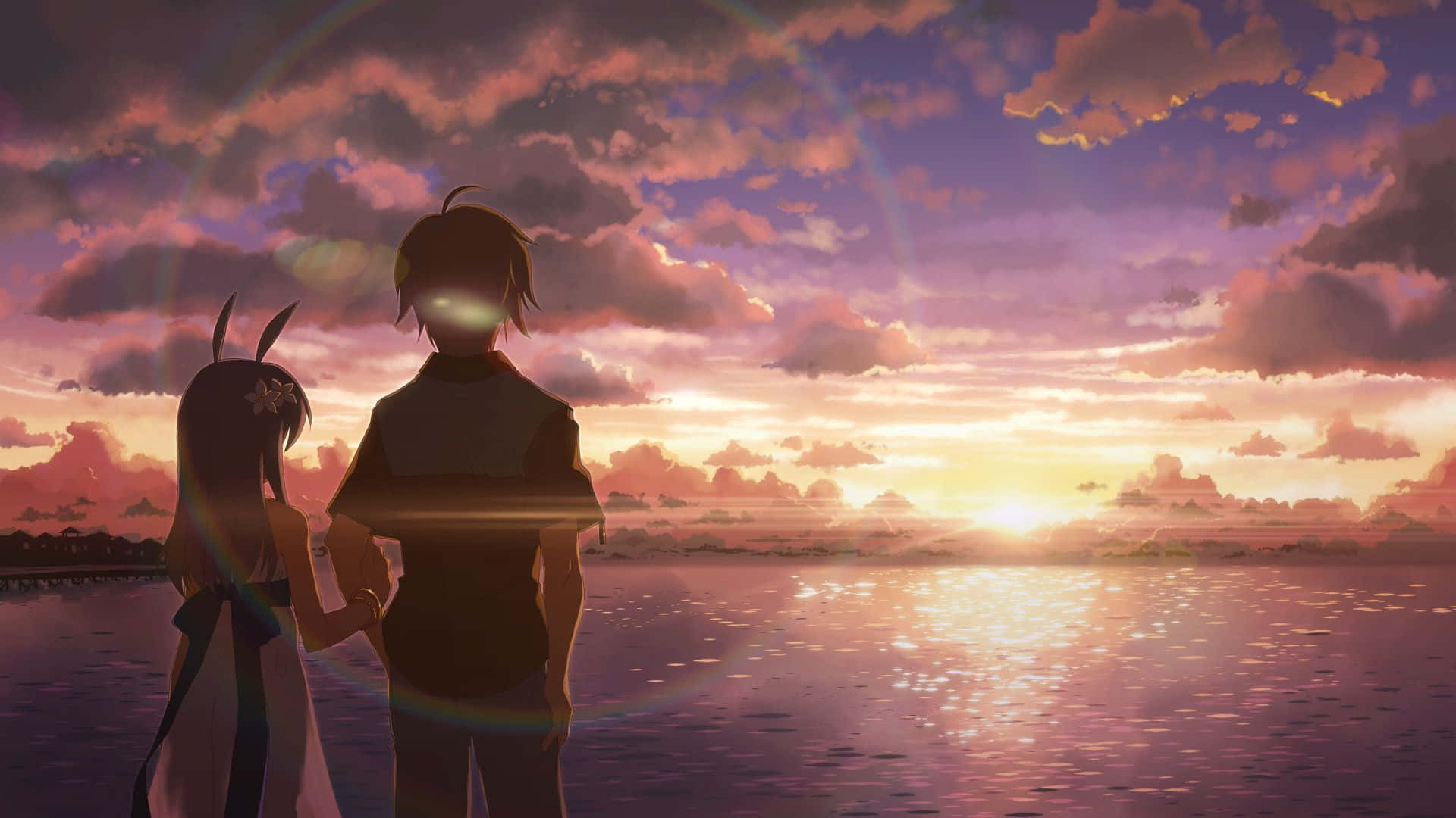 Couple Sunset Anime At Beach Picture