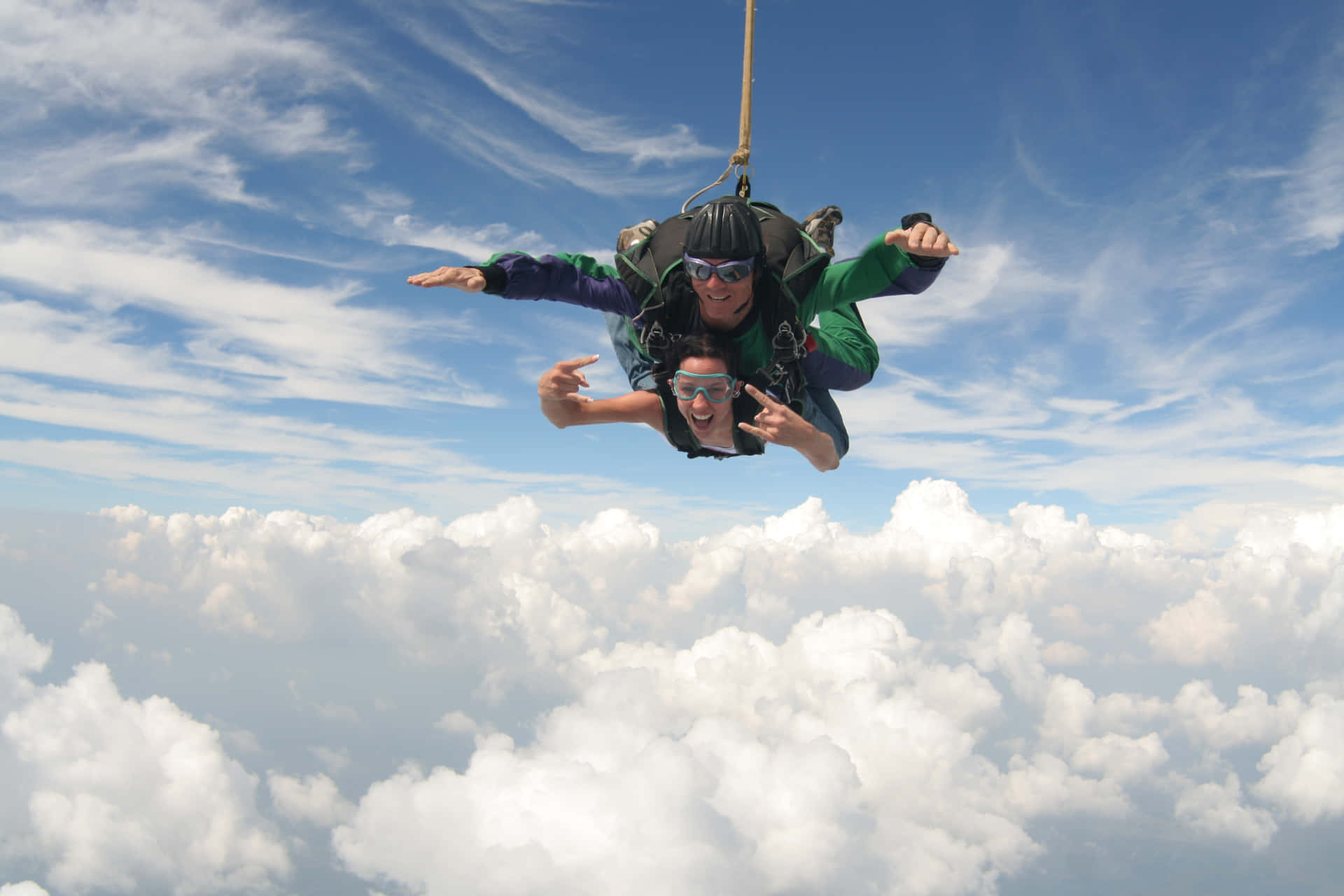 Couple Tandem Skydiving Picture