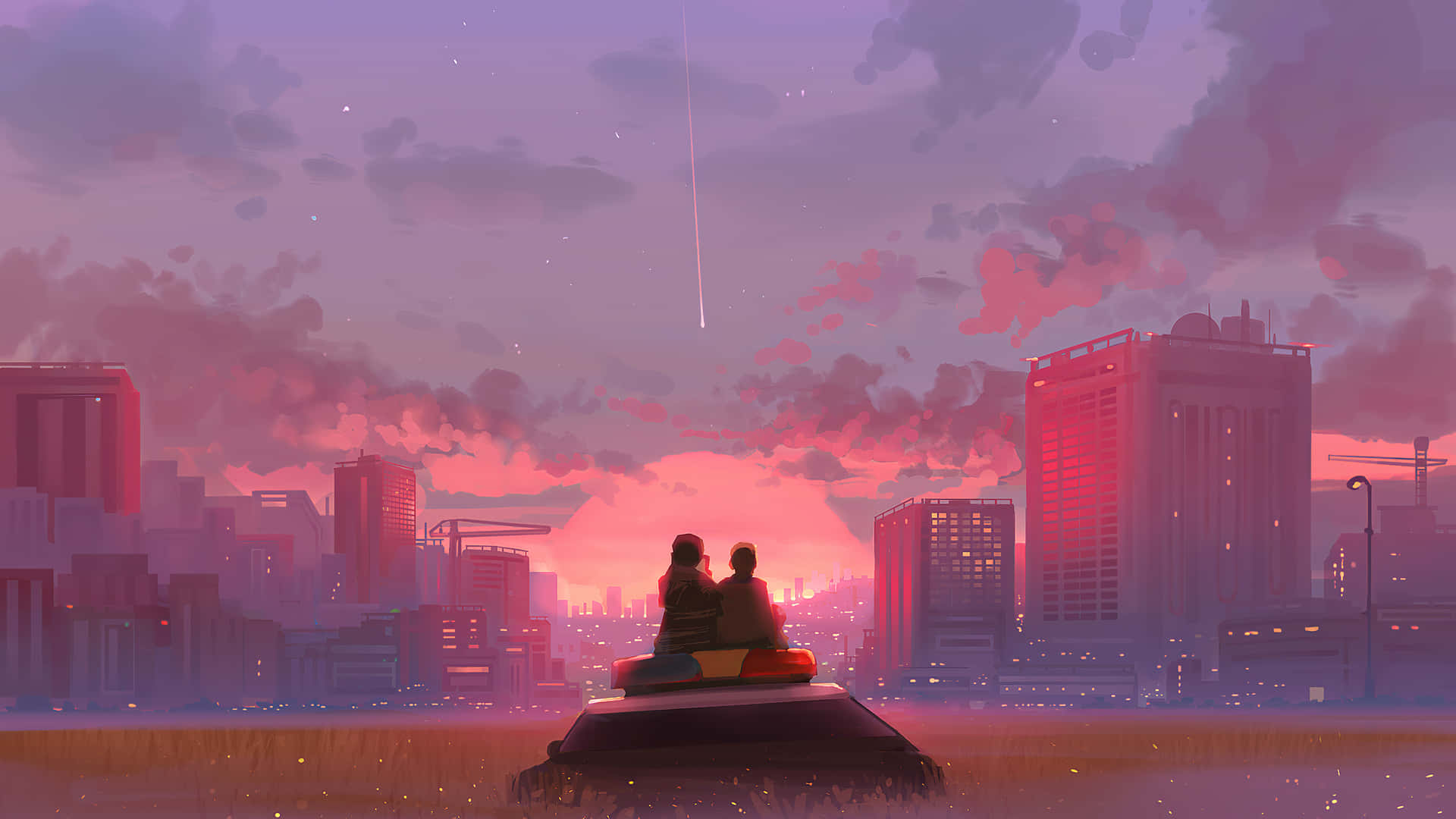 Couple Waiting For The Sun To Rise Wallpaper